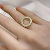 Oro Laminado Multi Stone Ring, Gold Filled Style Cluster Design, with White Micro Pave, Polished, Golden Finish, 01.213.0055