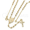 Oro Laminado Thin Rosary, Gold Filled Style Divino Niño and Crucifix Design, Polished, Golden Finish, 09.09.0005.18