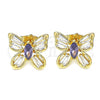 Oro Laminado Stud Earring, Gold Filled Style Butterfly Design, with Amethyst and White Cubic Zirconia, Polished, Golden Finish, 02.387.0036.2