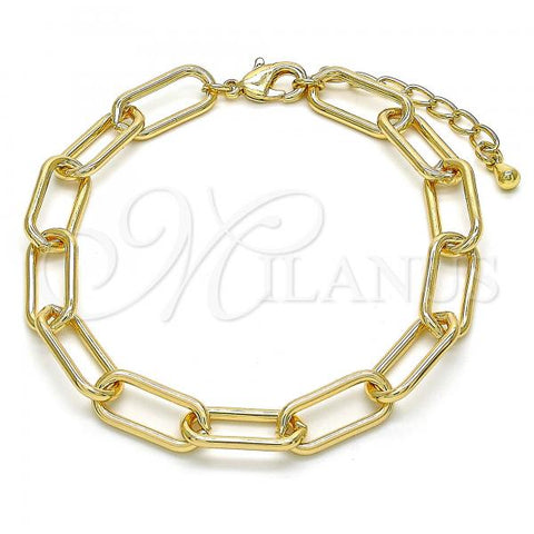 Oro Laminado Basic Bracelet, Gold Filled Style Paperclip Design, Polished, Golden Finish, 04.63.1405.08