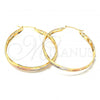 Oro Laminado Large Hoop, Gold Filled Style Diamond Cutting Finish, Tricolor, 107.004