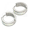 Stainless Steel Huggie Hoop, with Aurore Boreale Crystal, Polished, Steel Finish, 02.230.0066.3.20