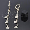 Oro Laminado Long Earring, Gold Filled Style Flower Design, Golden Finish, 5.016.003