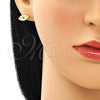 Oro Laminado Stud Earring, Gold Filled Style Evil Eye Design, with Sapphire Blue Micro Pave, Polished, Golden Finish, 02.156.0557