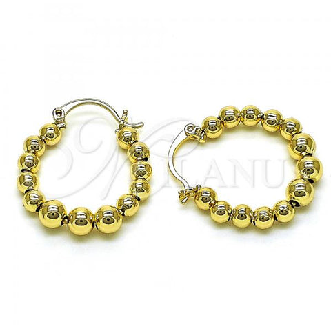Oro Laminado Small Hoop, Gold Filled Style Ball Design, Polished, Golden Finish, 02.213.0422.25
