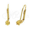 Oro Laminado Leverback Earring, Gold Filled Style with Light Olive Cubic Zirconia, Polished, Golden Finish, 5.128.106