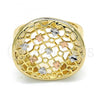 Oro Laminado Elegant Ring, Gold Filled Style Polished, Tricolor, 01.100.0009.08 (Size 8)