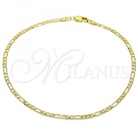 Oro Laminado Basic Anklet, Gold Filled Style Figaro Design, Polished, Golden Finish, 5.222.018.10
