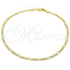 Oro Laminado Basic Anklet, Gold Filled Style Figaro Design, Polished, Golden Finish, 5.222.018.10