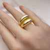 Oro Laminado Elegant Ring, Gold Filled Style Chunky Design, Polished, Golden Finish, 01.213.0042