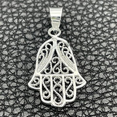 Sterling Silver Fancy Pendant, Hand of God Design, Polished, Silver Finish, 05.392.0046