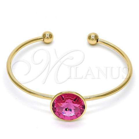 Oro Laminado Individual Bangle, Gold Filled Style with Rose Swarovski Crystals, Polished, Golden Finish, 07.239.0012 (02 MM Thickness, One size fits all)