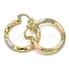 Oro Laminado Medium Hoop, Gold Filled Style Diamond Cutting Finish, Tricolor, 02.170.0125.1.30