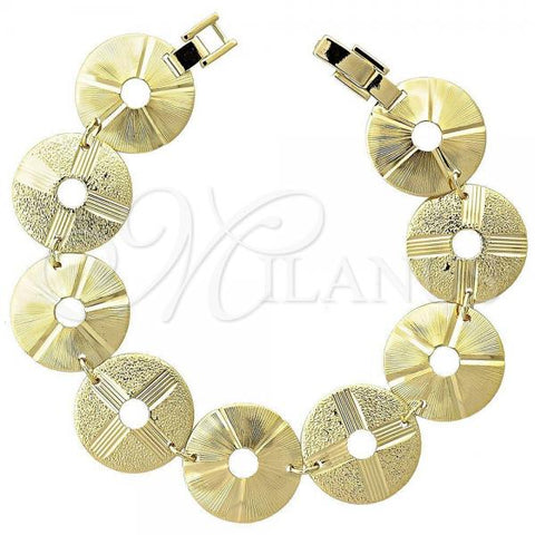 Oro Laminado Fancy Bracelet, Gold Filled Style Diamond Cutting Finish, Golden Finish, 5.018.008.2