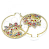 Oro Laminado Large Hoop, Gold Filled Style Peacock Design, with Multicolor Crystal, Diamond Cutting Finish, Golden Finish, 02.380.0046.50