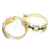 Oro Laminado Small Hoop, Gold Filled Style with Green and White Crystal, Polished, Golden Finish, 02.100.0073.2.20