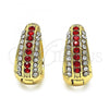 Oro Laminado Huggie Hoop, Gold Filled Style with Garnet and White Crystal, Polished, Golden Finish, 02.94.0103.1.15