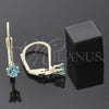 Oro Laminado Leverback Earring, Gold Filled Style with Blue Topaz Cubic Zirconia, Polished, Golden Finish, 5.128.098