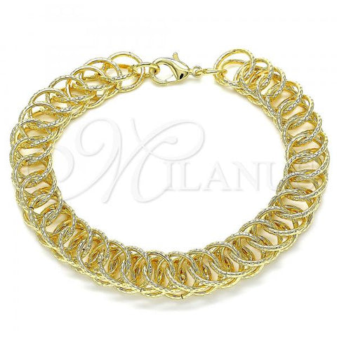 Oro Laminado Fancy Bracelet, Gold Filled Style Chunky Design, Polished, Golden Finish, 03.331.0136.09