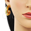 Oro Laminado Stud Earring, Gold Filled Style Hollow Design, Polished, Golden Finish, 02.341.0171