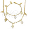 Oro Laminado Necklace and Bracelet, Gold Filled Style Hand of God Design, Polished, Golden Finish, 06.63.0204