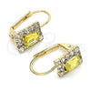 Oro Laminado Leverback Earring, Gold Filled Style with Yellow and White Crystal, Polished, Golden Finish, 5.125.020.6