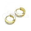 Stainless Steel Huggie Hoop, with White Crystal, Polished, Golden Finish, 02.230.0044.10