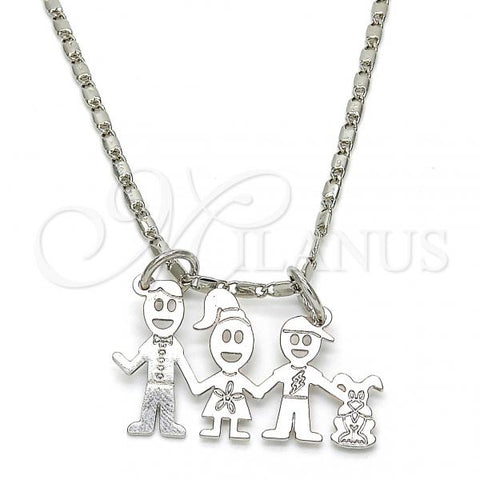 Rhodium Plated Pendant Necklace, Little Boy and Dog Design, Polished, Rhodium Finish, 04.106.0012.1.20