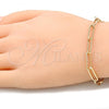 Oro Laminado Basic Bracelet, Gold Filled Style Paperclip Design, Polished, Golden Finish, 04.63.1394.07