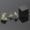 Oro Laminado Stud Earring, Gold Filled Style Love Knot Design, Green Enamel Finish, Golden Finish, 5.126.033 *PROMO*