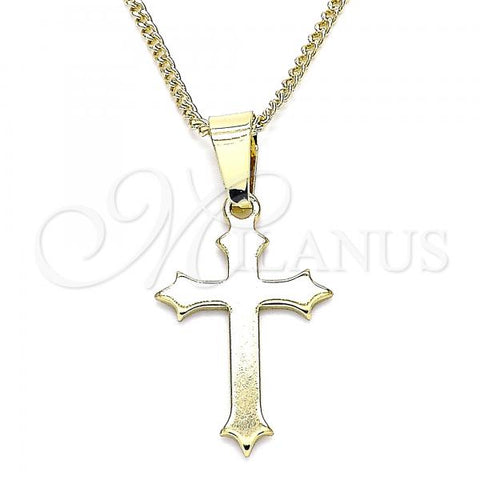 Oro Laminado Pendant Necklace, Gold Filled Style Cross Design, Polished, Golden Finish, 04.242.0104.20