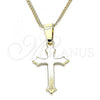 Oro Laminado Pendant Necklace, Gold Filled Style Cross Design, Polished, Golden Finish, 04.242.0104.20