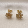Oro Laminado Stud Earring, Gold Filled Style Flower Design, Matte Finish, Golden Finish, 02.170.0531