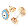 Sterling Silver Stud Earring, Teardrop Design, Turquoise Enamel Finish, Rose Gold Finish, 02.336.0119.2