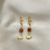 Oro Laminado Dangle Earring, Gold Filled Style Elephant and Ball Design, Polished, Golden Finish, 02.02.0497