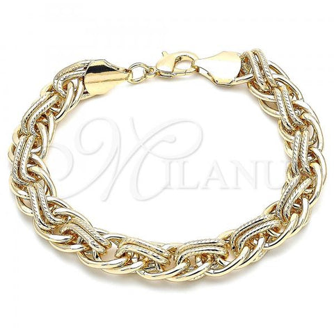 Oro Laminado Fancy Bracelet, Gold Filled Style Chunky Design, Polished, Golden Finish, 03.331.0106.08