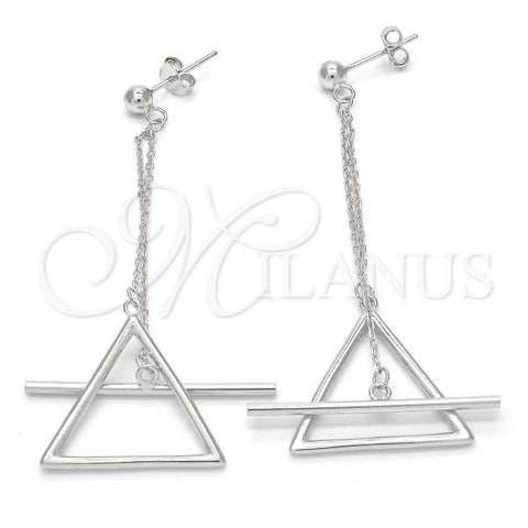 Sterling Silver Long Earring, Polished, Rhodium Finish, 02.186.0093