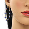 Oro Laminado Large Hoop, Gold Filled Style Evil Eye Design, Blue Enamel Finish, Golden Finish, 02.380.0106.1.50