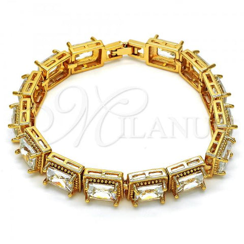 Oro Laminado Tennis Bracelet, Gold Filled Style with White Cubic Zirconia, Polished, Golden Finish, 03.266.0003.07