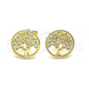 Oro Laminado Stud Earring, Gold Filled Style Tree Design, Polished, Golden Finish, 02.156.0531