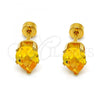 Stainless Steel Stud Earring, Teardrop Design, with Golden Cubic Zirconia, Polished, Golden Finish, 02.271.0023.11