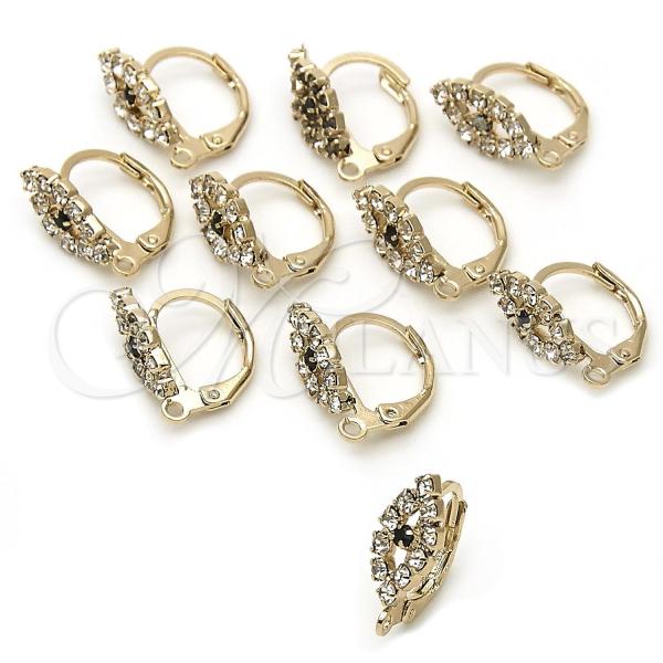 Oro Laminado Hook, Gold Filled Style with White and Black Cubic Zirconia, Polished, Golden Finish, 12.63.0007