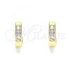 Oro Laminado Huggie Hoop, Gold Filled Style with White Cubic Zirconia, Polished, Golden Finish, 02.210.0644.12
