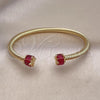 Oro Laminado Individual Bangle, Gold Filled Style with Ruby Cubic Zirconia, Polished, Golden Finish, 07.342.0001