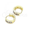 Oro Laminado Huggie Hoop, Gold Filled Style with Amethyst Cubic Zirconia, Polished, Golden Finish, 02.210.0640.3.10