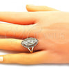 Oro Laminado Elegant Ring, Gold Filled Style Guadalupe and Flower Design, Polished, Golden Finish, 01.380.0012.1.07