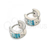 Stainless Steel Huggie Hoop, with Aqua Blue and White Crystal, Polished, Steel Finish, 02.230.0048.4.10