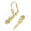 Oro Laminado Dangle Earring, Gold Filled Style Little Boy Design, with White Micro Pave, Polished, Golden Finish, 02.316.0065