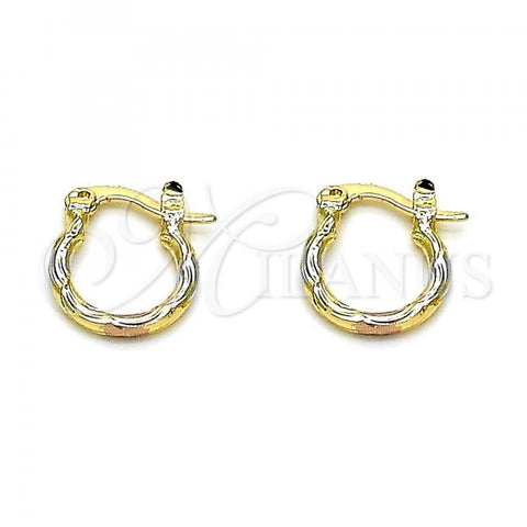 Oro Laminado Small Hoop, Gold Filled Style Diamond Cutting Finish, Tricolor, 02.96.0080.2.12