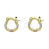 Oro Laminado Small Hoop, Gold Filled Style Diamond Cutting Finish, Tricolor, 02.96.0080.2.12
